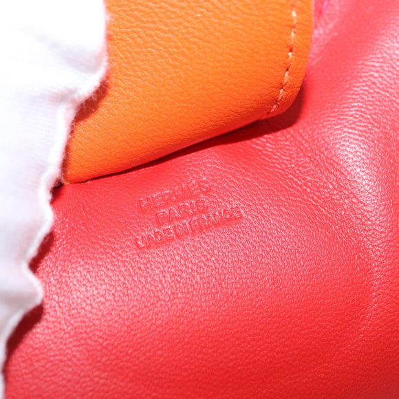 HERMES Rodeo Charm Leather Red Orange Auth 199067M