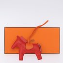 HERMES Rodeo Charm Leather Red Orange Auth 199067M-12
