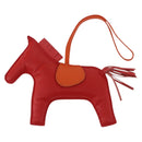 HERMES Rodeo Charm Leather Red Orange Auth 199067M-13