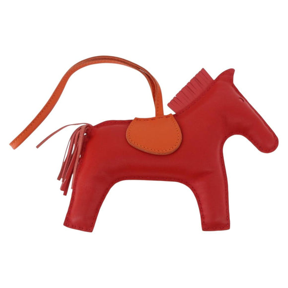 HERMES Rodeo Charm Leather Red Orange Auth 199067M