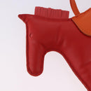 HERMES Rodeo Charm Leather Red Orange Auth 199067M-3