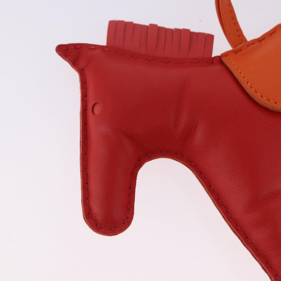 HERMES Rodeo Charm Leather Red Orange Auth 199067M