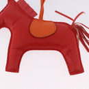 HERMES Rodeo Charm Leather Red Orange Auth 199067M-4