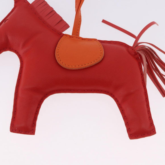 HERMES Rodeo Charm Leather Red Orange Auth 199067M