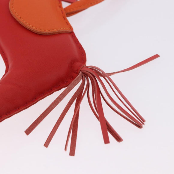 HERMES Rodeo Charm Leather Red Orange Auth 199067M