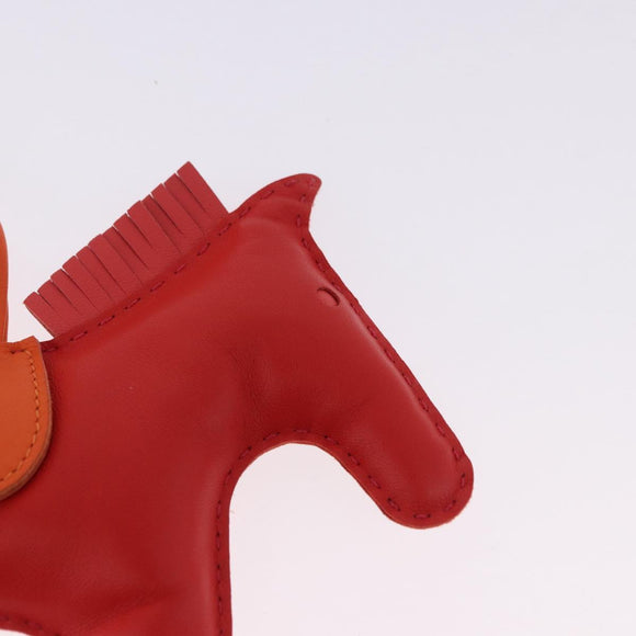 HERMES Rodeo Charm Leather Red Orange Auth 199067M