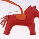 HERMES Rodeo Charm Leather Red Orange Auth 199067M-7