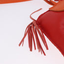 HERMES Rodeo Charm Leather Red Orange Auth 199067M-8