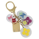 LOUIS VUITTON Porte Cles Fleur Charm Metal Gold Clear M60046 LV Auth 199068-1