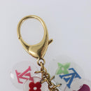 LOUIS VUITTON Porte Cles Fleur Charm Metal Gold Clear M60046 LV Auth 199068-3
