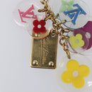 LOUIS VUITTON Porte Cles Fleur Charm Metal Gold Clear M60046 LV Auth 199068-5