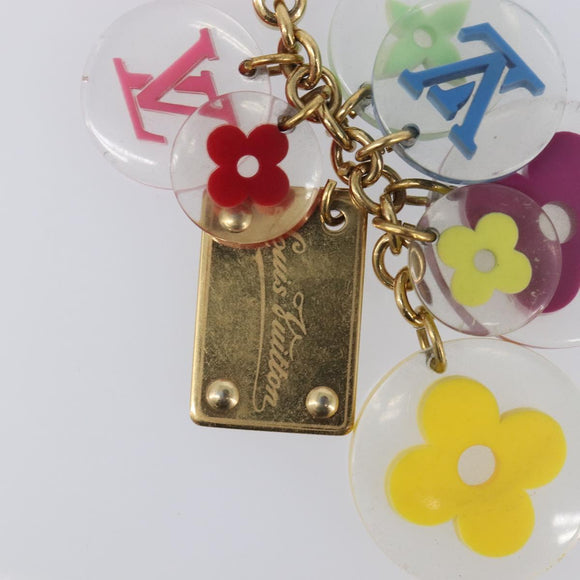 LOUIS VUITTON Porte Cles Fleur Charm Metal Gold Clear M60046 LV Auth 199068