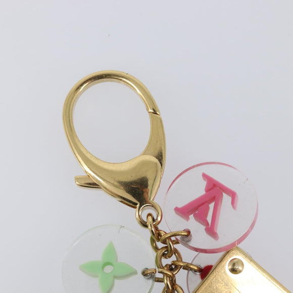 LOUIS VUITTON Porte Cles Fleur Charm Metal Gold Clear M60046 LV Auth 199068