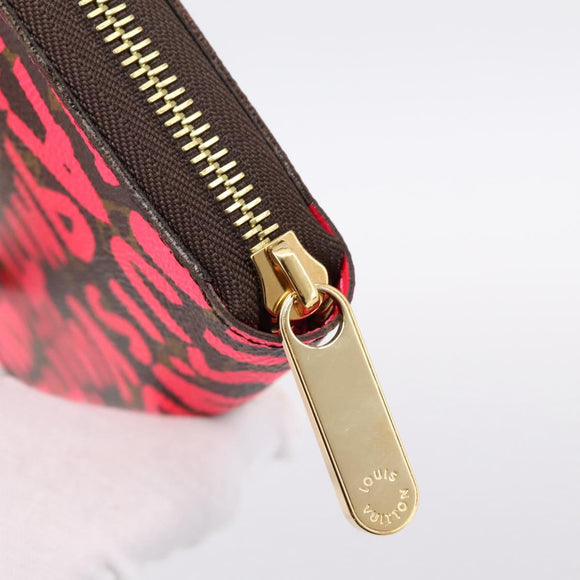 LOUIS VUITTON Monogram Graffiti Zippy Wallet Pink M93710 LV Auth 199073V