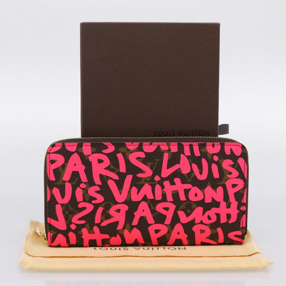 LOUIS VUITTON Monogram Graffiti Zippy Wallet Pink M93710 LV Auth 199073V