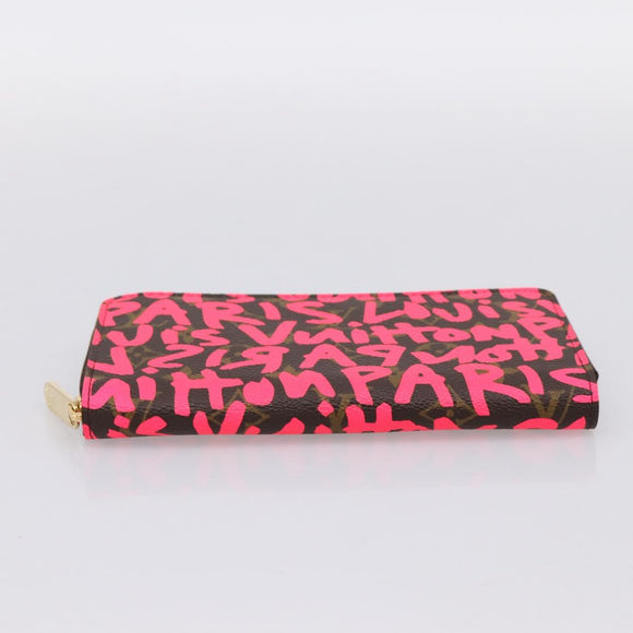 LOUIS VUITTON Monogram Graffiti Zippy Wallet Pink M93710 LV Auth 199073V