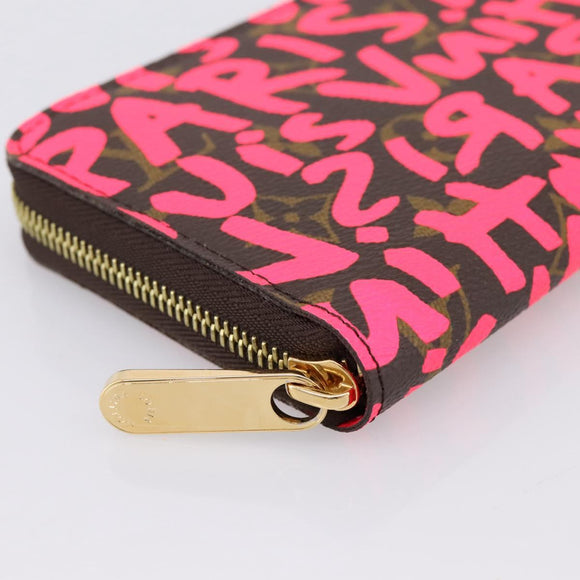 LOUIS VUITTON Monogram Graffiti Zippy Wallet Pink M93710 LV Auth 199073V