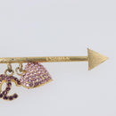 CHANEL COCO Mark Heart Brooch Metal Gold Tone Pink CC Auth 199074M-6