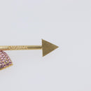 CHANEL COCO Mark Heart Brooch Metal Gold Tone Pink CC Auth 199074M-7