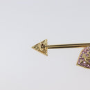CHANEL COCO Mark Heart Brooch Metal Gold Tone Pink CC Auth 199074M-9