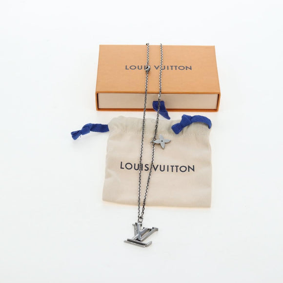 LOUIS VUITTON LV Initials Necklace Metal Silver Blue M80208 LV Auth 199075SAM