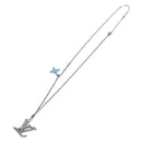 LOUIS VUITTON LV Initials Necklace Metal Silver Blue M80208 LV Auth 199075SAM-2
