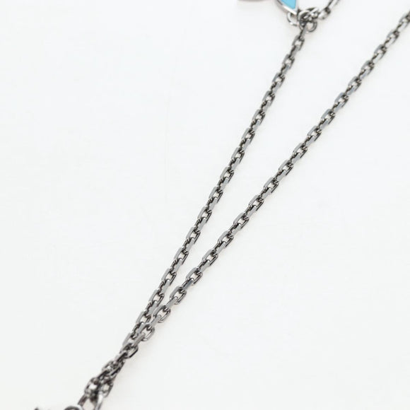 LOUIS VUITTON LV Initials Necklace Metal Silver Blue M80208 LV Auth 199075SAM