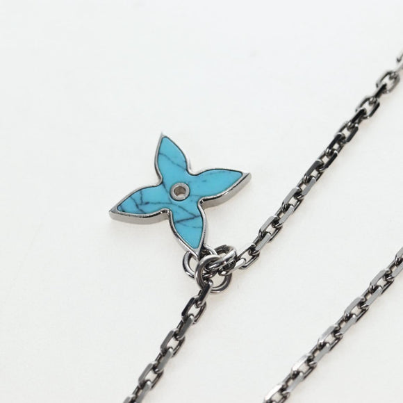LOUIS VUITTON LV Initials Necklace Metal Silver Blue M80208 LV Auth 199075SAM