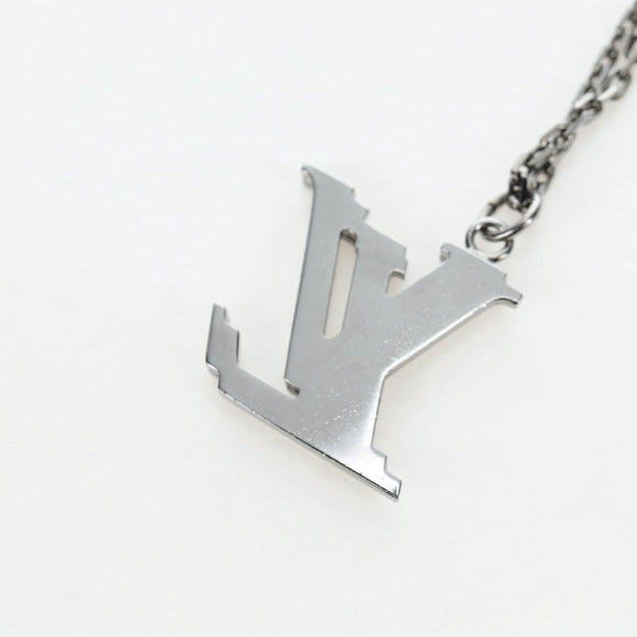 LOUIS VUITTON LV Initials Necklace Metal Silver Blue M80208 LV Auth 199075SAM