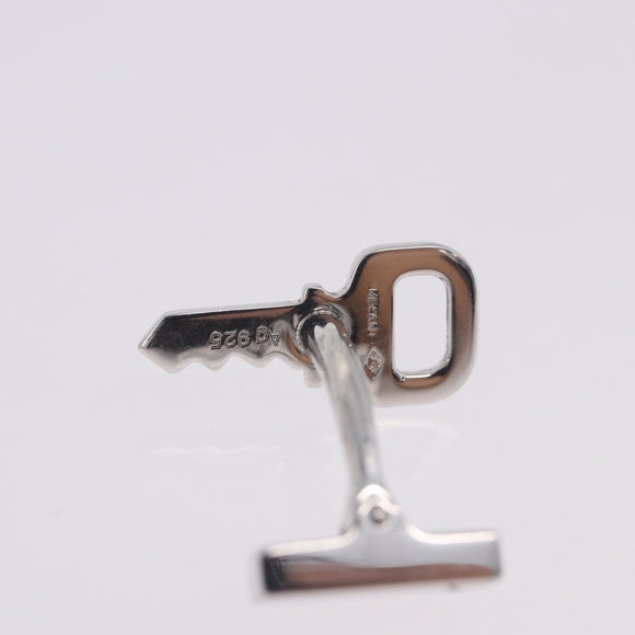 LOUIS VUITTON Boutondu Manchette Cadena & Key Cuffs Ag925 Silver LV Auth 199076V