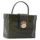 CELINE Star Ball Vanity Hand Bag Leather Khaki Gold Auth 199090A-1