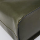 CELINE Star Ball Vanity Hand Bag Leather Khaki Gold Auth 199090A-14
