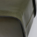 CELINE Star Ball Vanity Hand Bag Leather Khaki Gold Auth 199090A-15