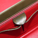 CELINE Star Ball Vanity Hand Bag Leather Khaki Gold Auth 199090A-18