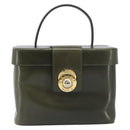CELINE Star Ball Vanity Hand Bag Leather Khaki Gold Auth 199090A-13