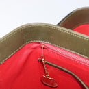 CELINE Star Ball Vanity Hand Bag Leather Khaki Gold Auth 199090A-21