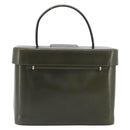 CELINE Star Ball Vanity Hand Bag Leather Khaki Gold Auth 199090A-2