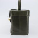 CELINE Star Ball Vanity Hand Bag Leather Khaki Gold Auth 199090A-3