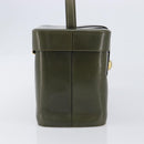 CELINE Star Ball Vanity Hand Bag Leather Khaki Gold Auth 199090A-4