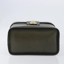 CELINE Star Ball Vanity Hand Bag Leather Khaki Gold Auth 199090A-5