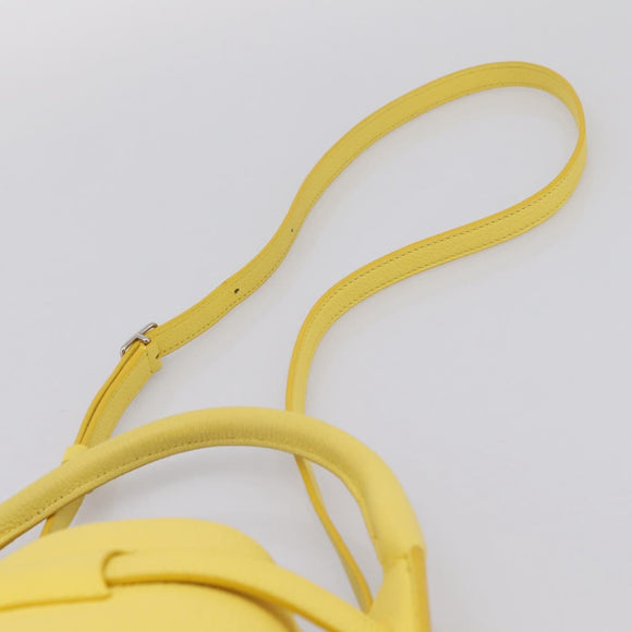 CELINE Big Bag Bucket Nano Hand Bag Leather 2way Yellow Silver Auth 199091M