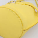 CELINE Big Bag Bucket Nano Hand Bag Leather 2way Yellow Silver Auth 199091M-12
