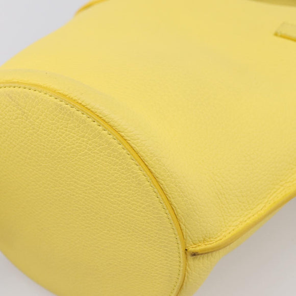 CELINE Big Bag Bucket Nano Hand Bag Leather 2way Yellow Silver Auth 199091M
