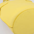 CELINE Big Bag Bucket Nano Hand Bag Leather 2way Yellow Silver Auth 199091M-15