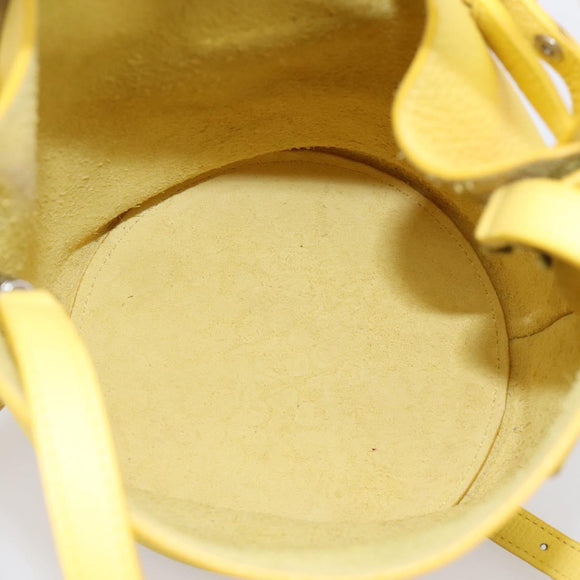 CELINE Big Bag Bucket Nano Hand Bag Leather 2way Yellow Silver Auth 199091M