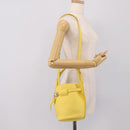CELINE Big Bag Bucket Nano Hand Bag Leather 2way Yellow Silver Auth 199091M-20
