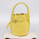 CELINE Big Bag Bucket Nano Hand Bag Leather 2way Yellow Silver Auth 199091M-21