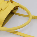 CELINE Big Bag Bucket Nano Hand Bag Leather 2way Yellow Silver Auth 199091M-7