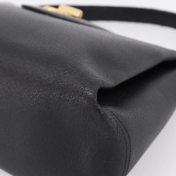 GUCCI Hand Bag Leather Black Gold 000 406 1080 Auth 199095