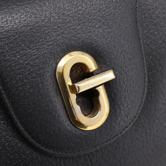 GUCCI Hand Bag Leather Black Gold 000 406 1080 Auth 199095